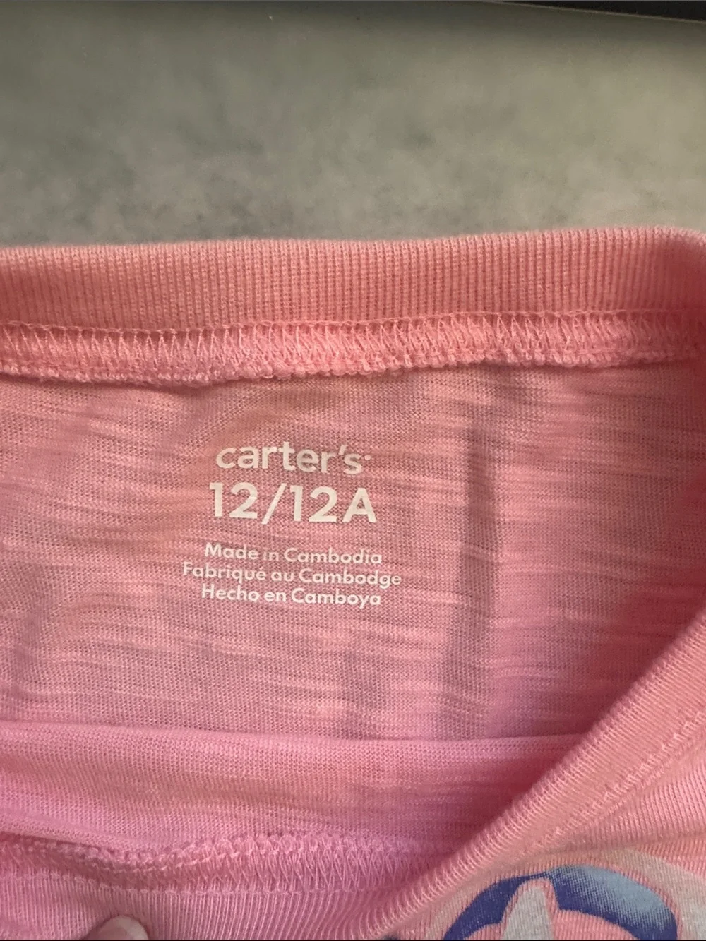 Carter’s Girls' Pink 'DREAM' Long-Sleeve Pajama Top with Blue Printed shorts 12